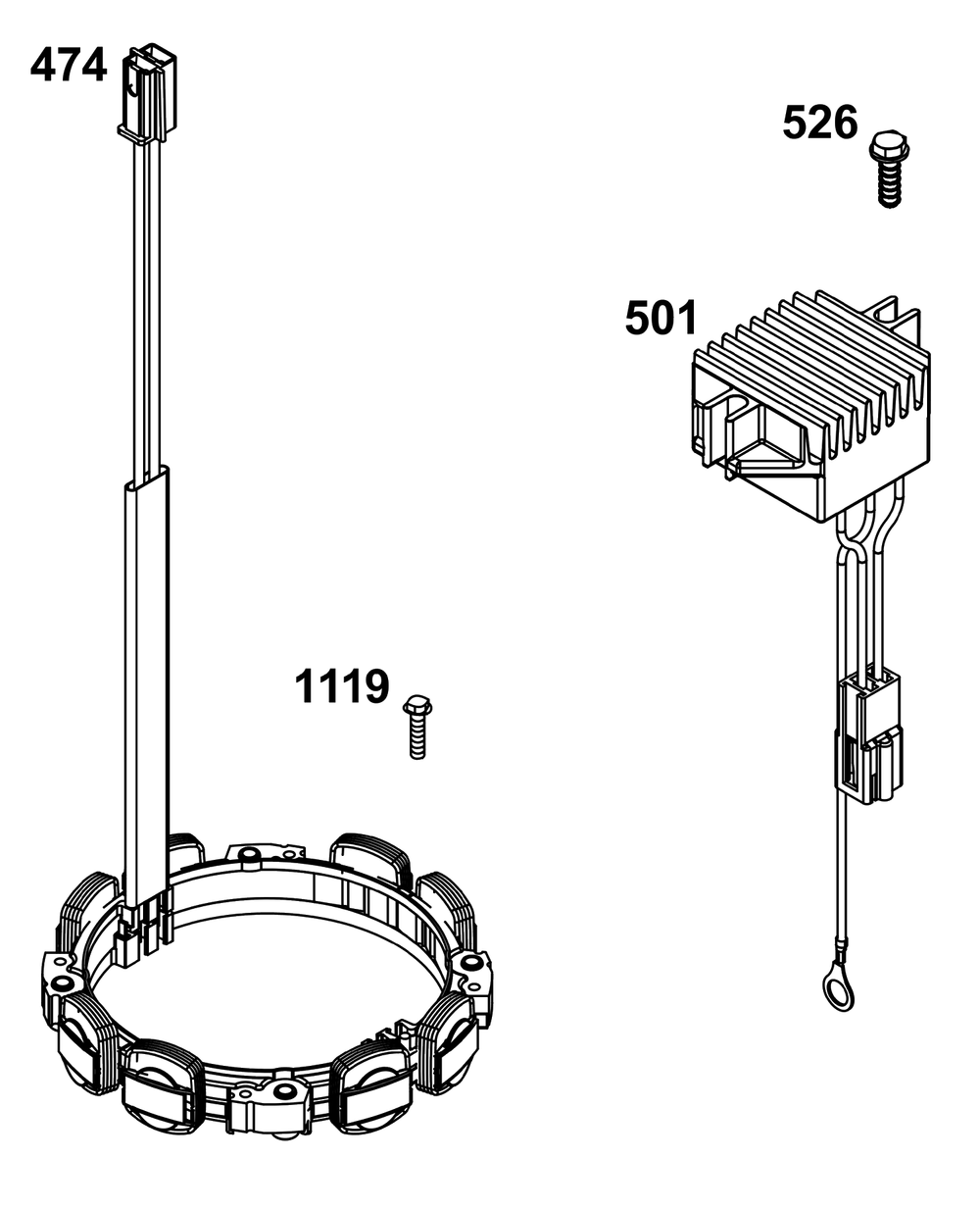 Alternator Group Diagram and Parts List for 613377-0001-E1  Briggs and Stratton Engine
